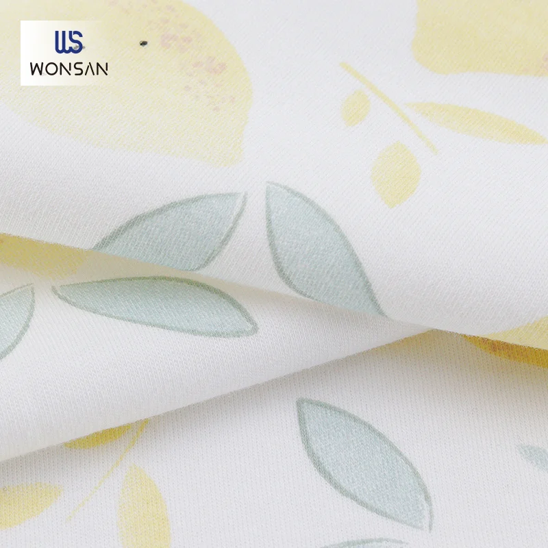 1MOQ Stock 100%Cotton For Baby T-shirt Clothing Material Double Sided Children Fruit Printed Interlock Fabric Tissu Customizable