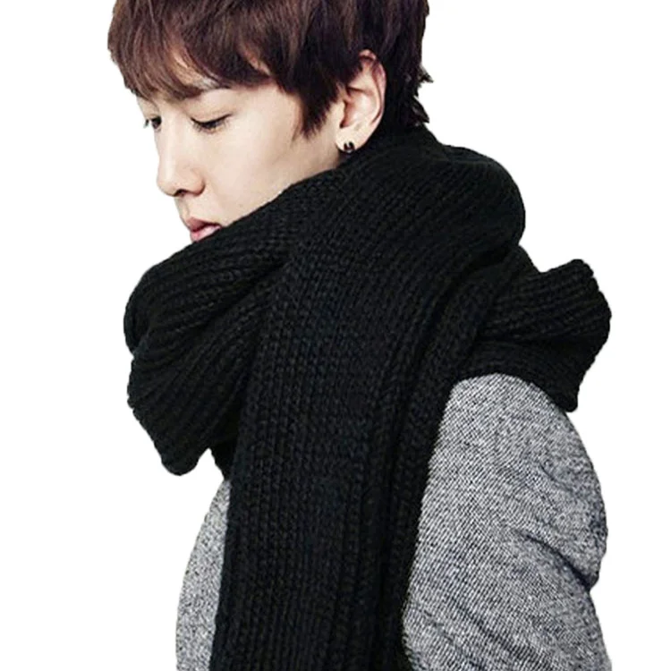 Wholesale Winter Warm Thick Other Scarves Couple Solid Shawls Pashmina Ladies Knitting Scarf Men Knitted Scarves for Women