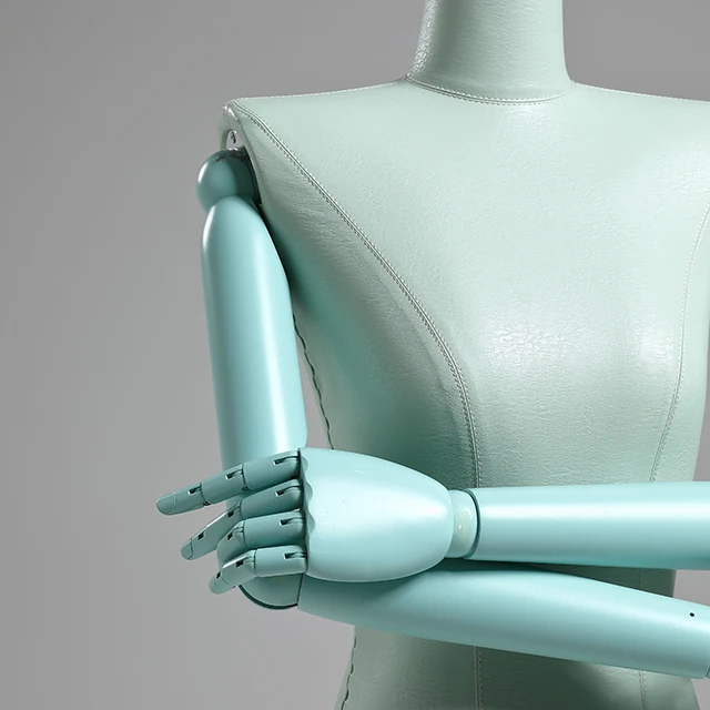 High Quality Headless Female Mannequin Colorful PU Leather Female Mannequin Torso Adjustable Wooden Arm