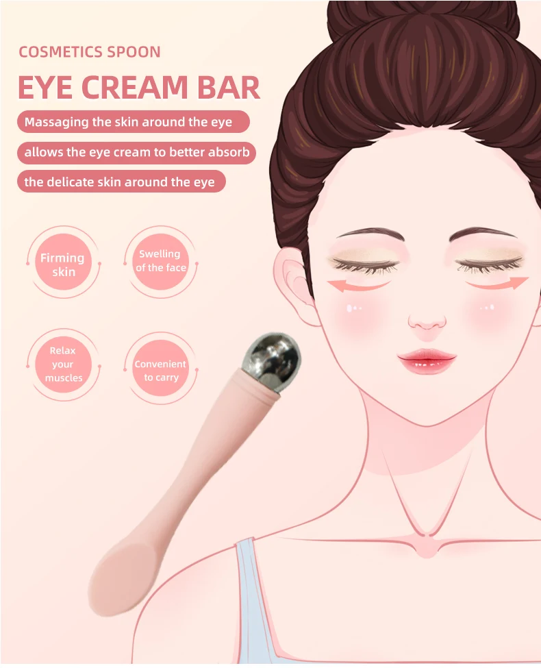 wholesale beauty tools Stainless steel spatula jade eye massager eye cream stick facial spoon cosmetics spatula silicone