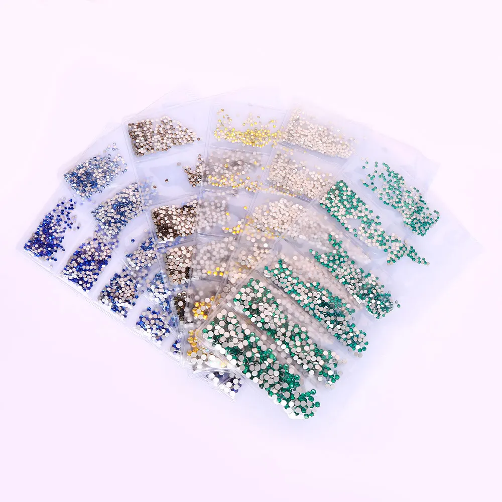 Wholesale 6 Grid Mix Size SS4 SS5 SS6 SS8 SS10 SS12 Crystal AB Rhinestone Flat Back Nail Glass Rhinestones For fashion jewelry
