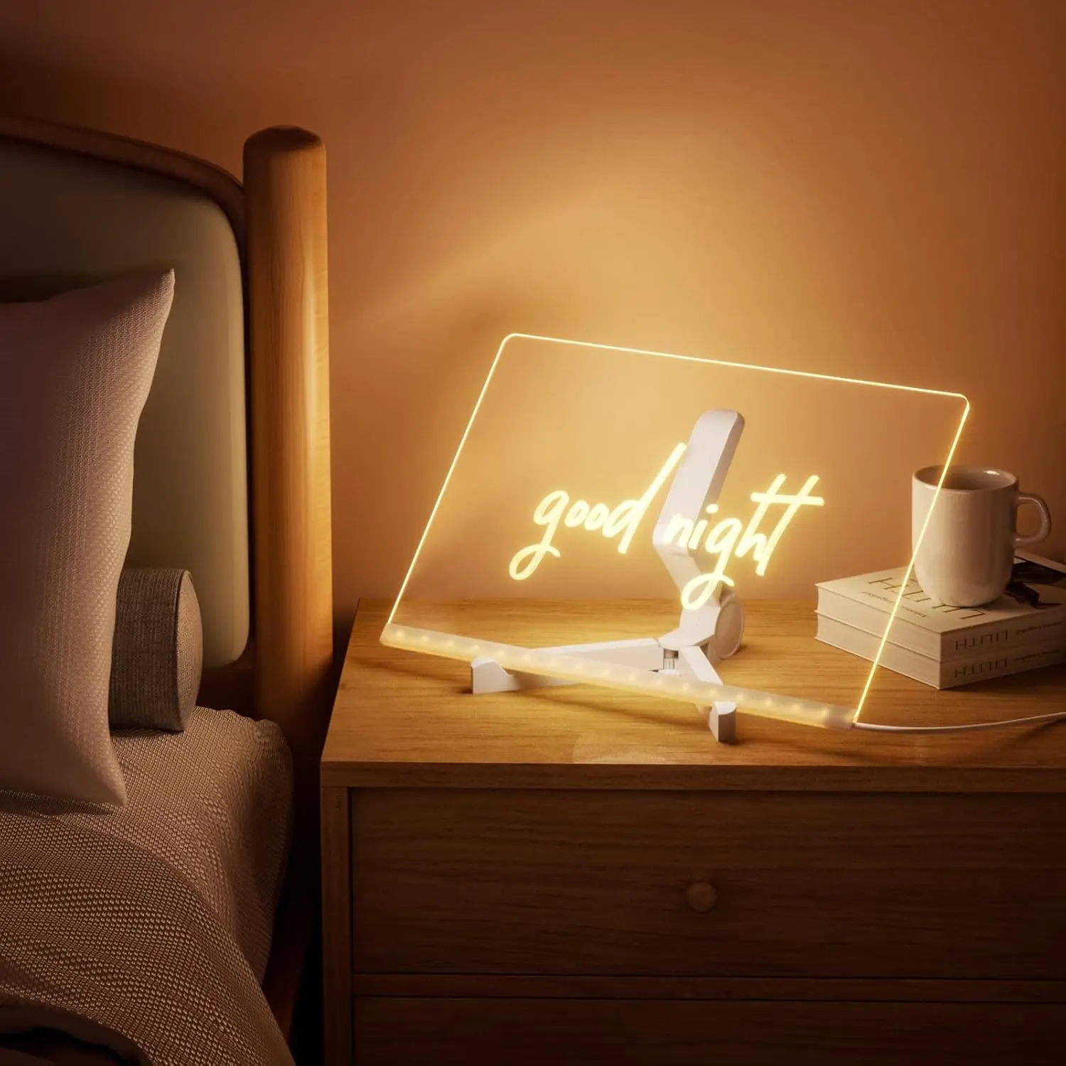 DIY Acrylic Light up Dry Erase White Board Tabletop LED Glow Memo Message Planner Kids Gift Clear Led Lighted Marker Note Board