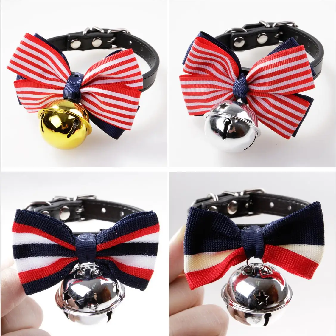 Dropshipping 26 Colors Adjustable Kitty Safety Collars Dog Puppy Pet Cat Bell Bow Tie Collars