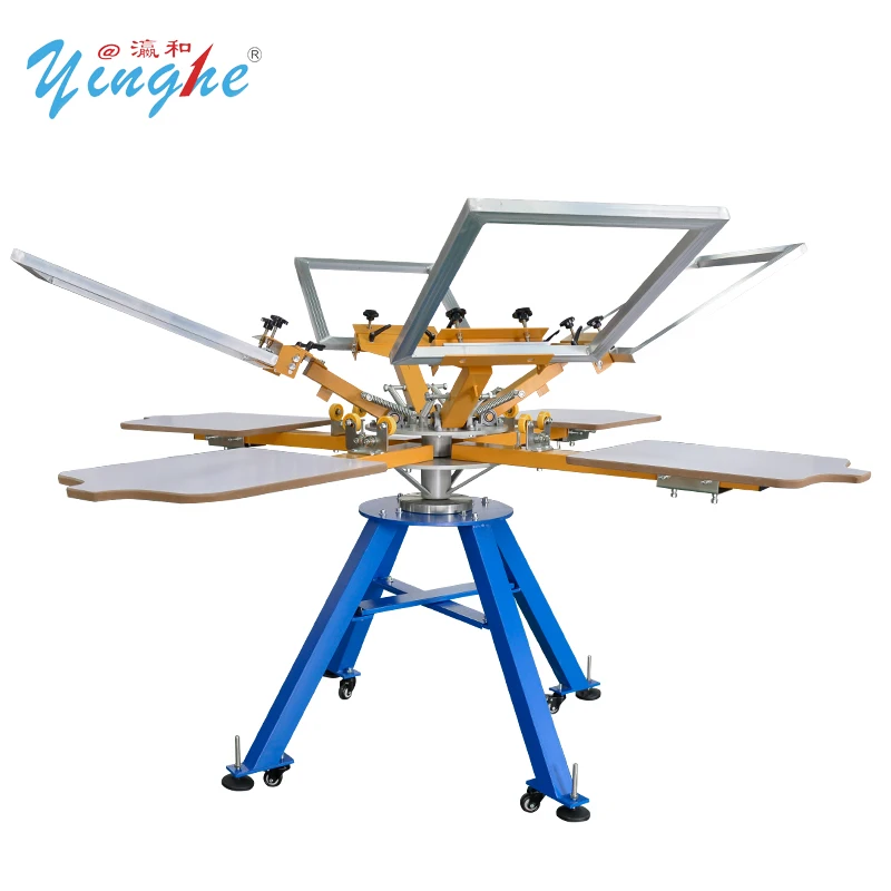 Yinghe 4 Color 4 Station Manual Screen Printing Machine for Textile T-shirt Manual Screen Printer Machine with 4 pieces Frames