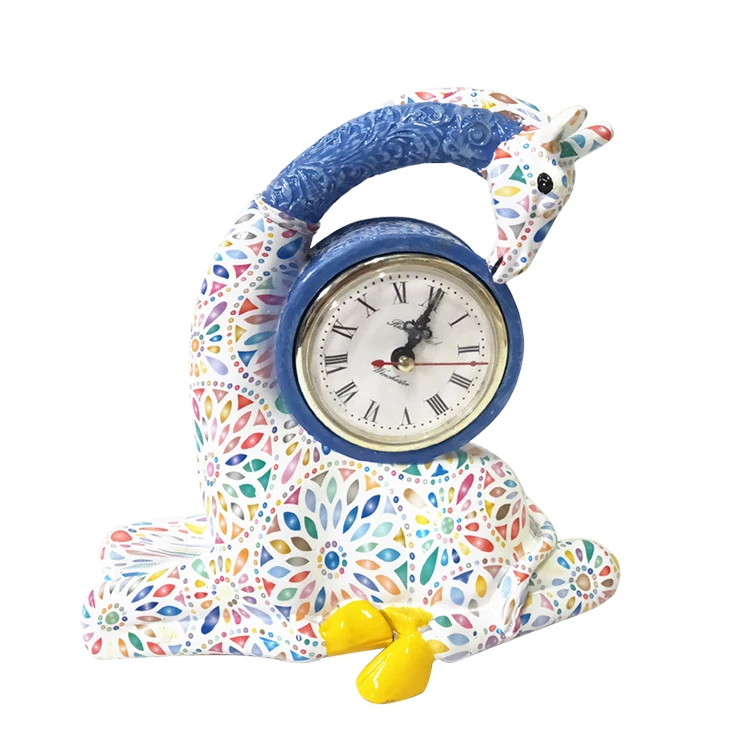 
Hot selling decorate creative indian floral paper giraffe statue wall clock home decoration 
