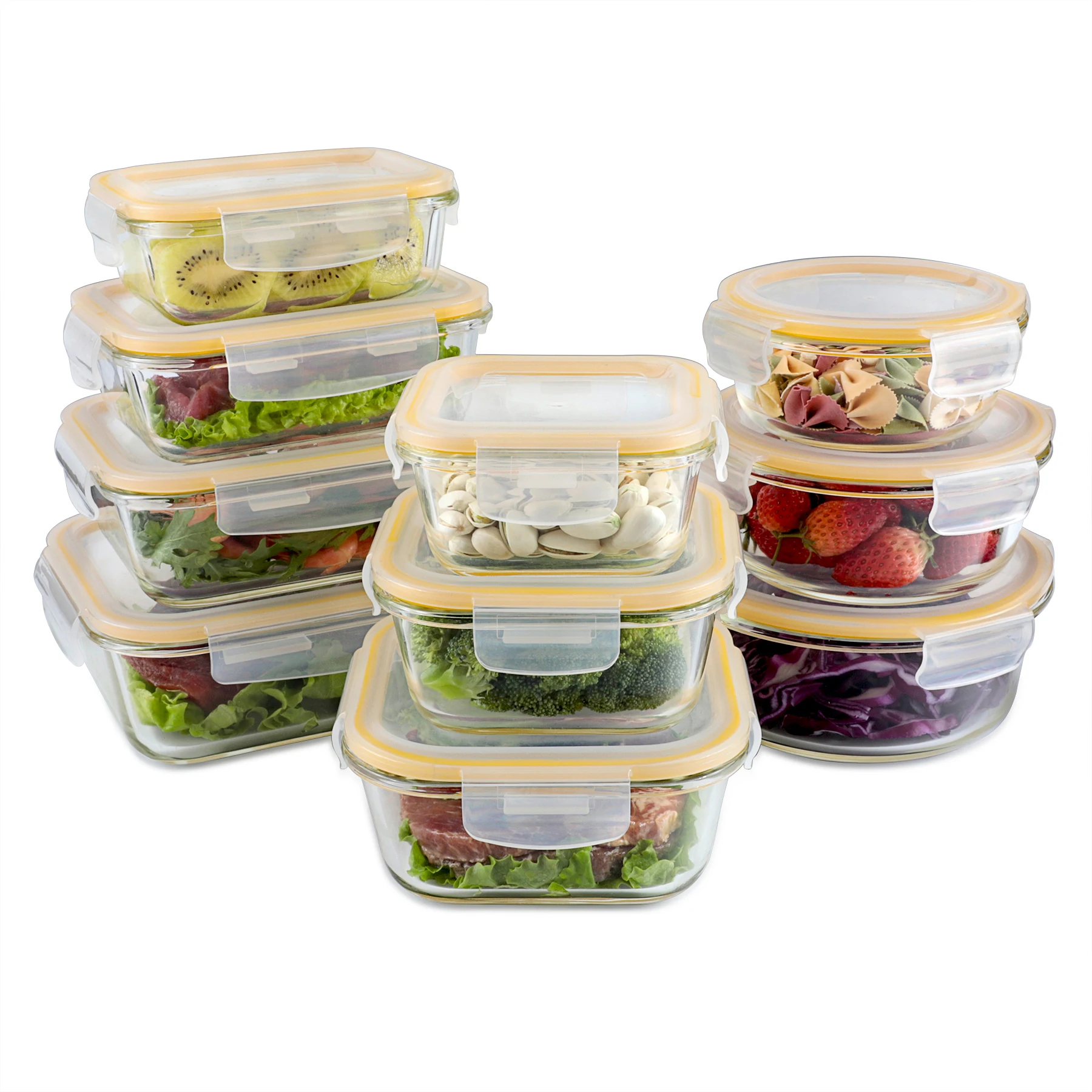 Professional Food Bento Lunch Box Glass Storage Container With Bamboo Lid