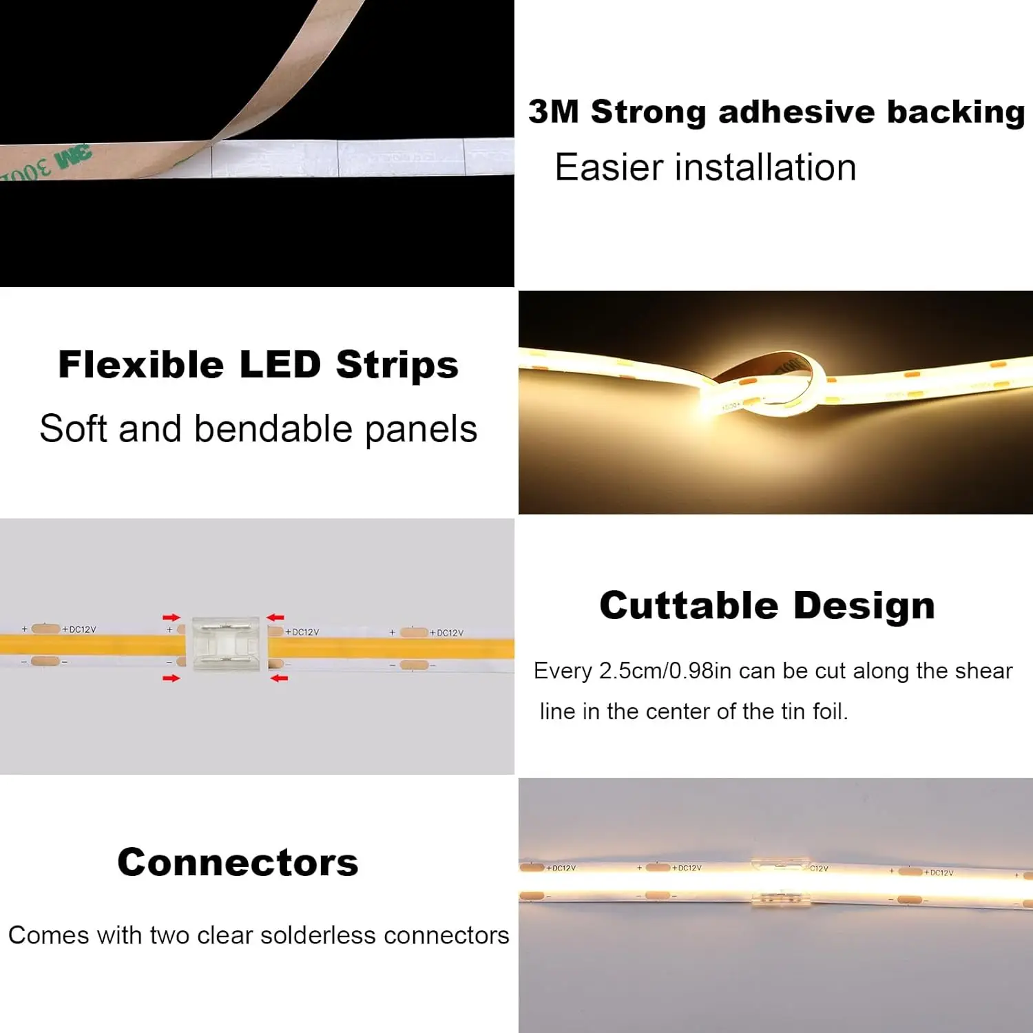 Ra90 DC24V 480LED Chips LED COB Strip Light 3000K 4000K 6000K Tiras Led 12V Flexible COB LED Strip