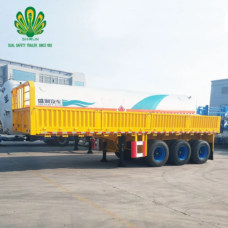 China factory 3 axles drop side board sidewall flatbed trailer for sale