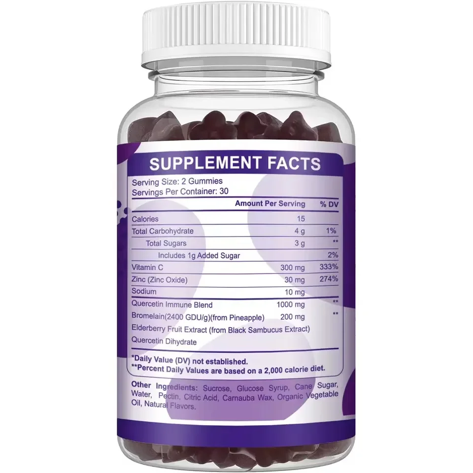 Halal Sugar Free Gummies Multivitamin Gummy for Kids Vitamin C D3 Zinc Omega 3 Candy Immunity System Gummy