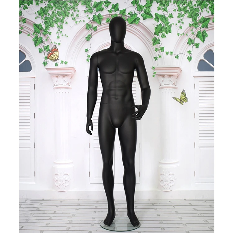 Wholesale Cheap Dress Forms Faceless Male Man Standing Black Mannequin Full Body