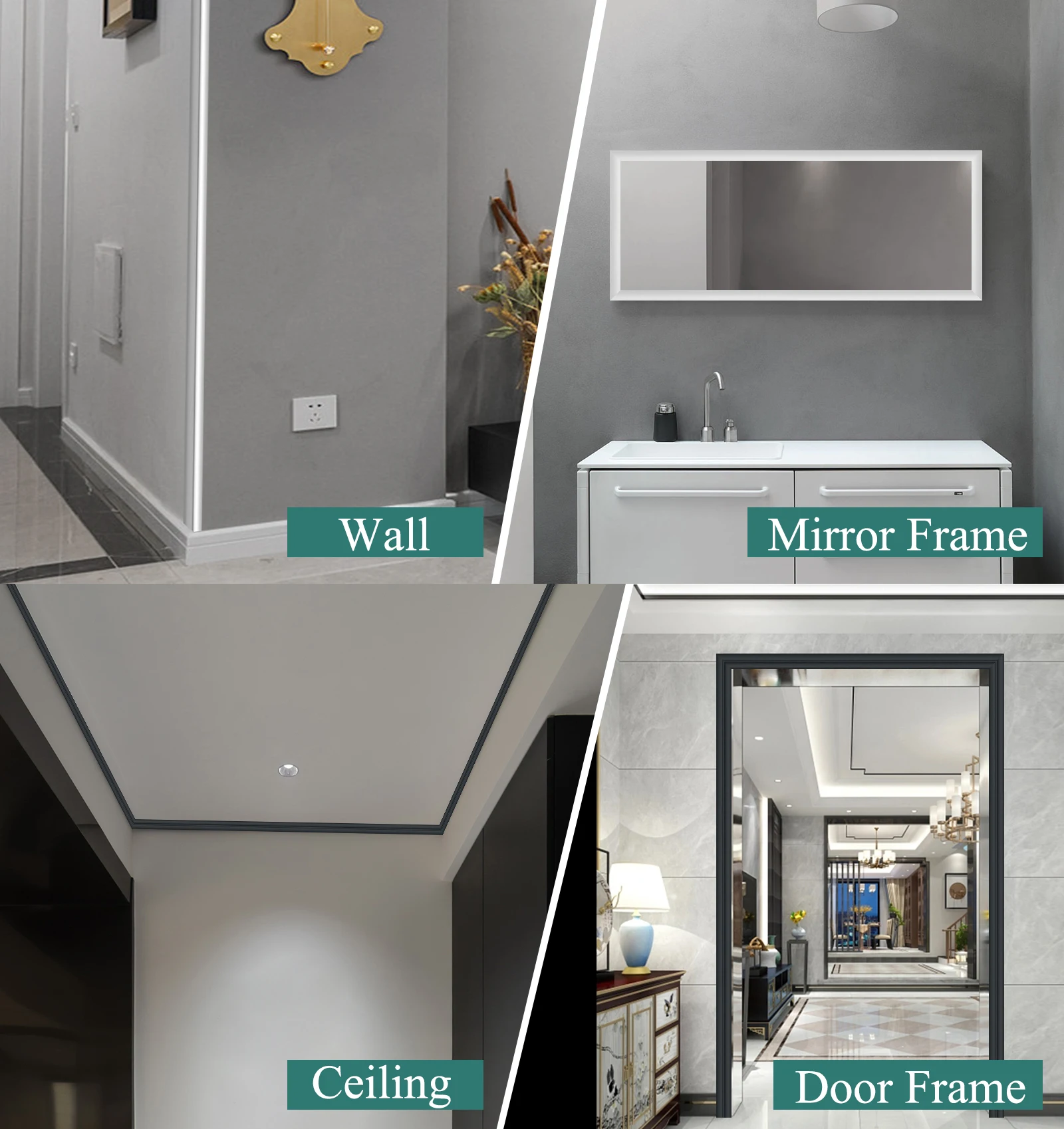 PVC Black Flexible Inside & Outside Corner Molding  Trim Peel and Stick Trim for Table Edge Protection Door or Wall Decorative