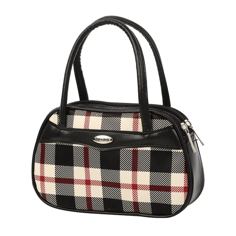 High Quality Plain Pattern Handbag Women Pu Leather Handbags Change Mother Zipper Bag