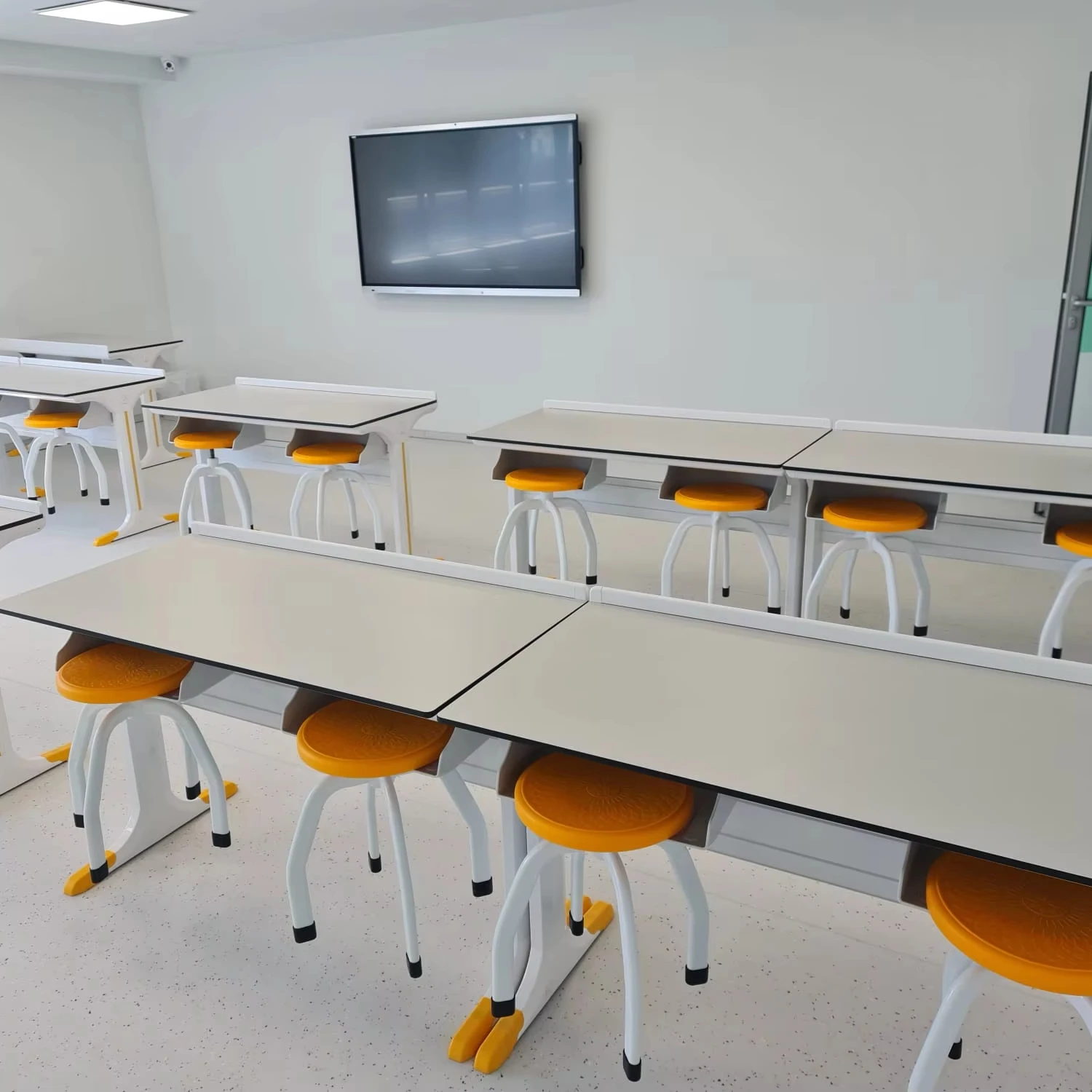 Hexagonal Lab Bench Physical Chemistry Biology Laboratory Table Primary Middle School Student Shelf Desk and Chair for Kids