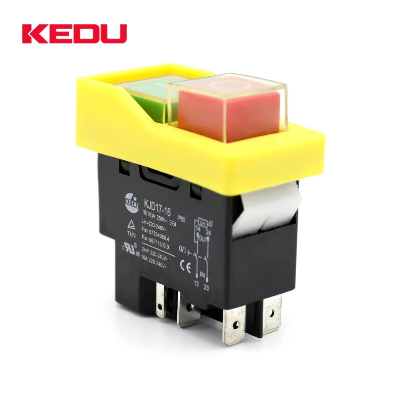 KEDU KJD17-16 18A 5 Pin Electrical Push Button Switches With UL TUV CE