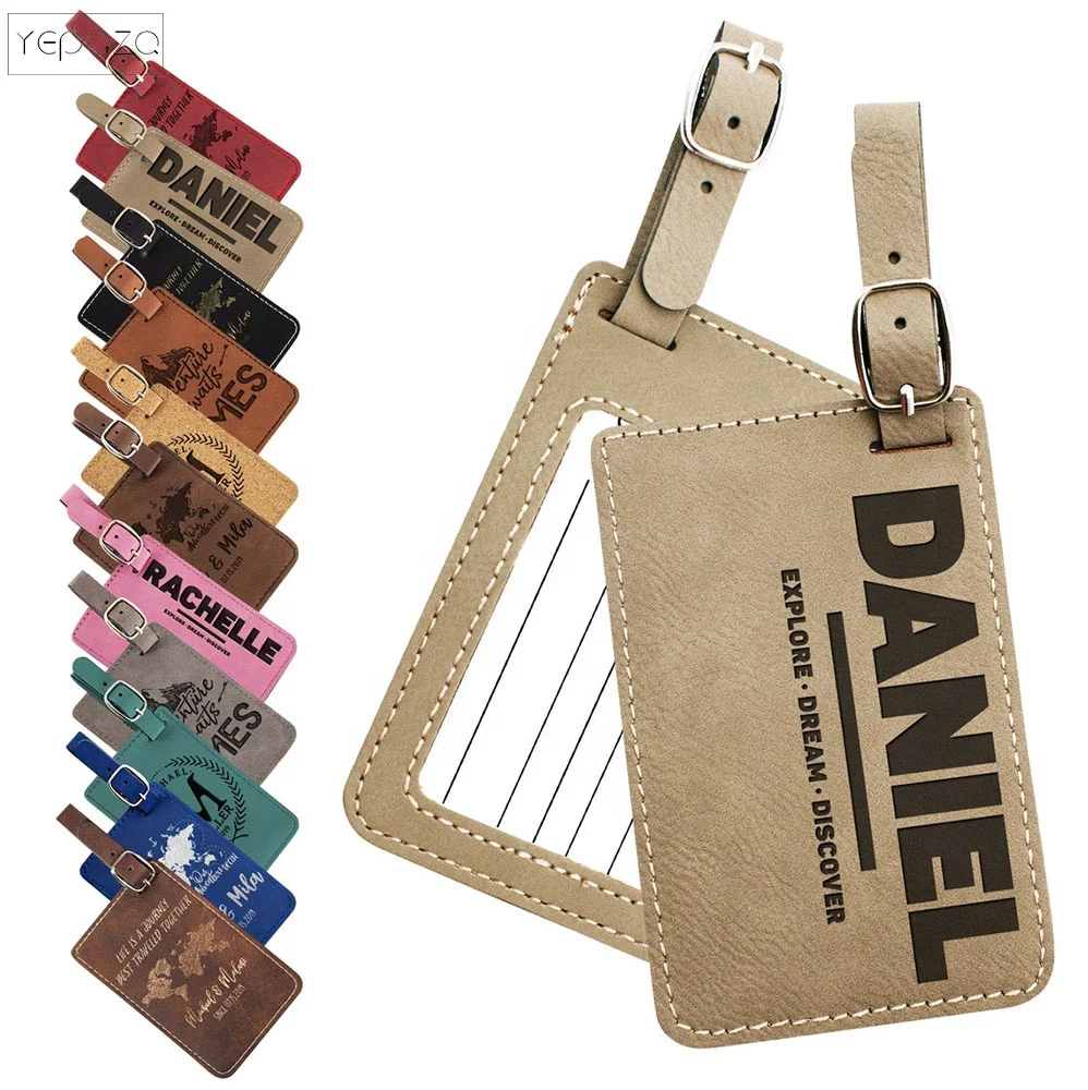 Luggage Tag Leather Wedding Brown Grey Green Leather Aluminum Bulk Luggage Tags Custom Logo Luggage Tag