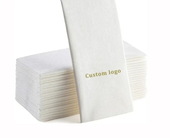 Nature French Flax Linen Napkins Restaurant Wedding Scalloped Placemat Hemstitch Edge Linen Embroidery Napkin
