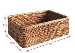 Environmental Friendly Hand - Woven Cosmetics Snacks Square Rattan Woven Set Of 3 - Piece Storage Box