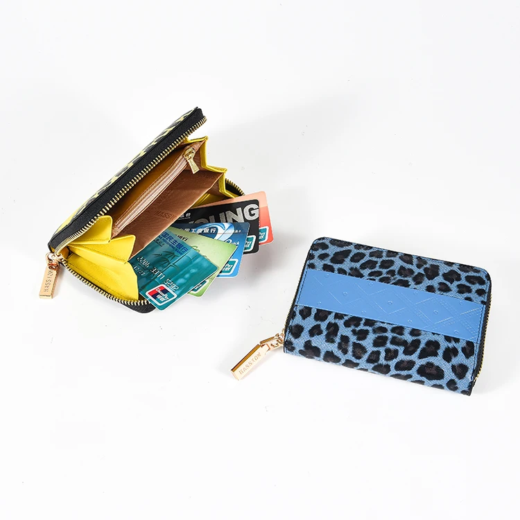 Wholesale Custom Mutli Color Zipper Cover Short Ladies Purse Card Holders Carbon Fiber Purse luxury Women rfid wallet