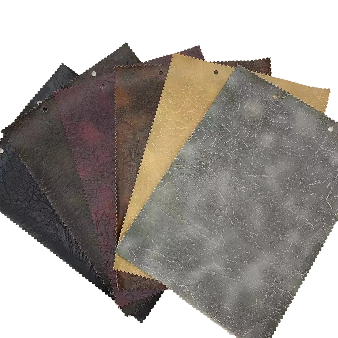 two-tone  embossed  Faux  Synthetic artificial  PVC Leather fabric For sofa upholstery
