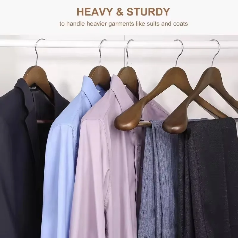 Customized 360-Degree Rotatable Hook Garment Suit Coat Hanger Non-Slip Wooden Shoulder Hangers for Pants & Jackets