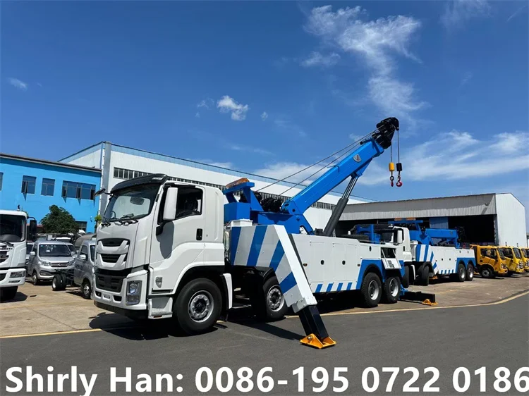 ISUZU GIGA 8*4  LHD 50 Tons Rotator Wrecker Towing Truck Crane Mounted Road Rescue Tow Truck