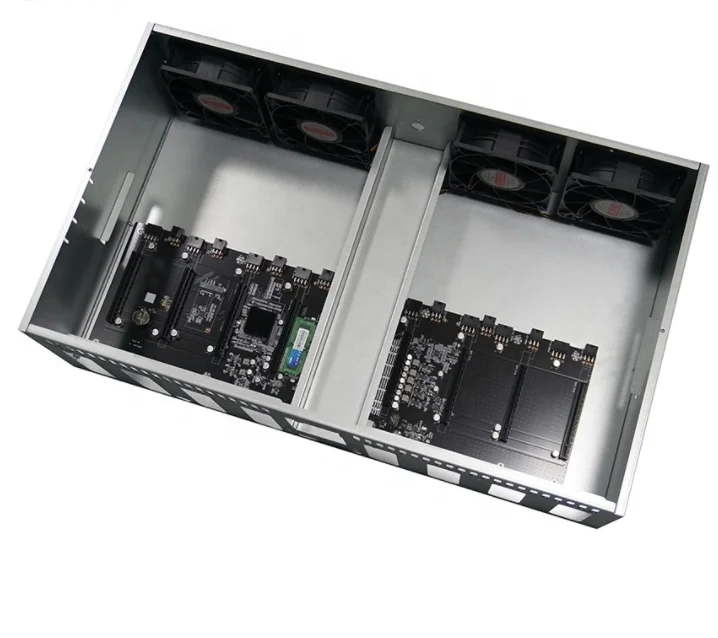 Материнская плата 8 gpu для майнинга с охлаждающим вентилятором и источником питания