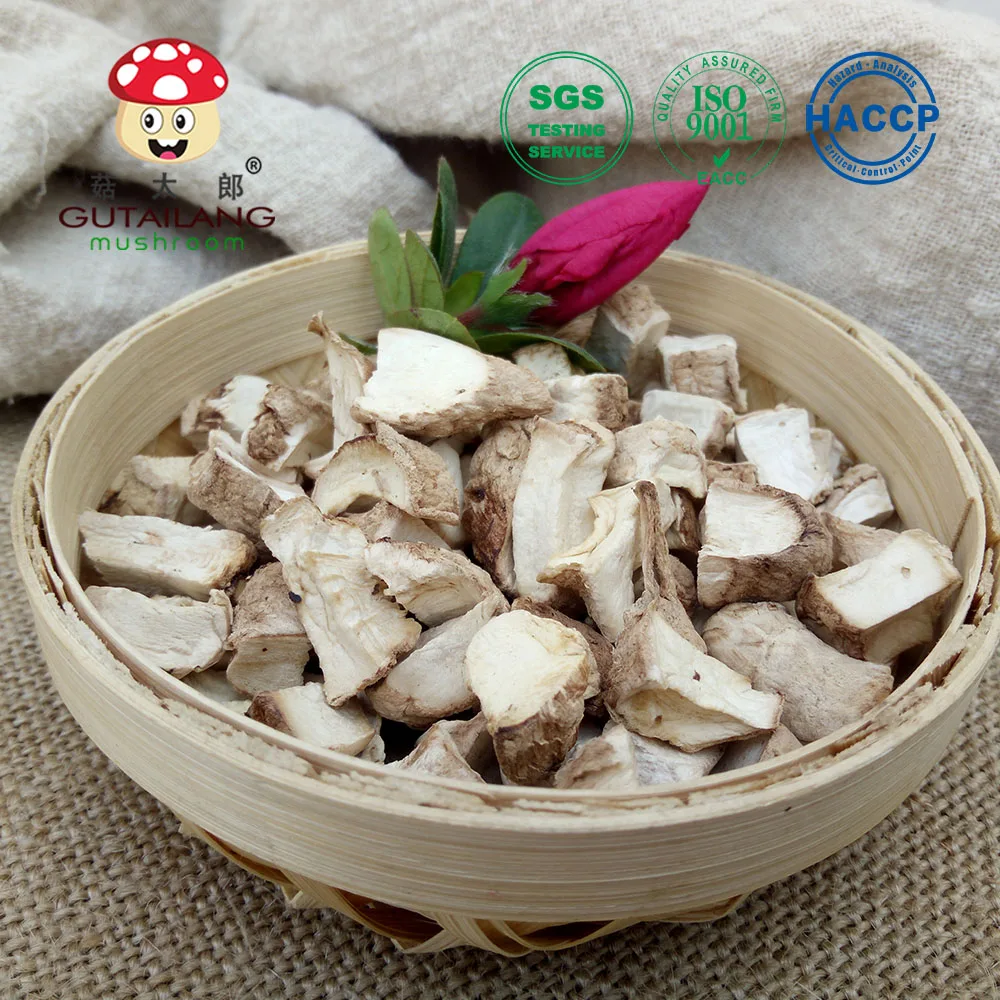 Gutailang Factory Direct Selling Dried Edible Fungi Shiitake Mushroom Stem Dice 5*5  Dried shiitake Cube Granules Kibbles Chips
