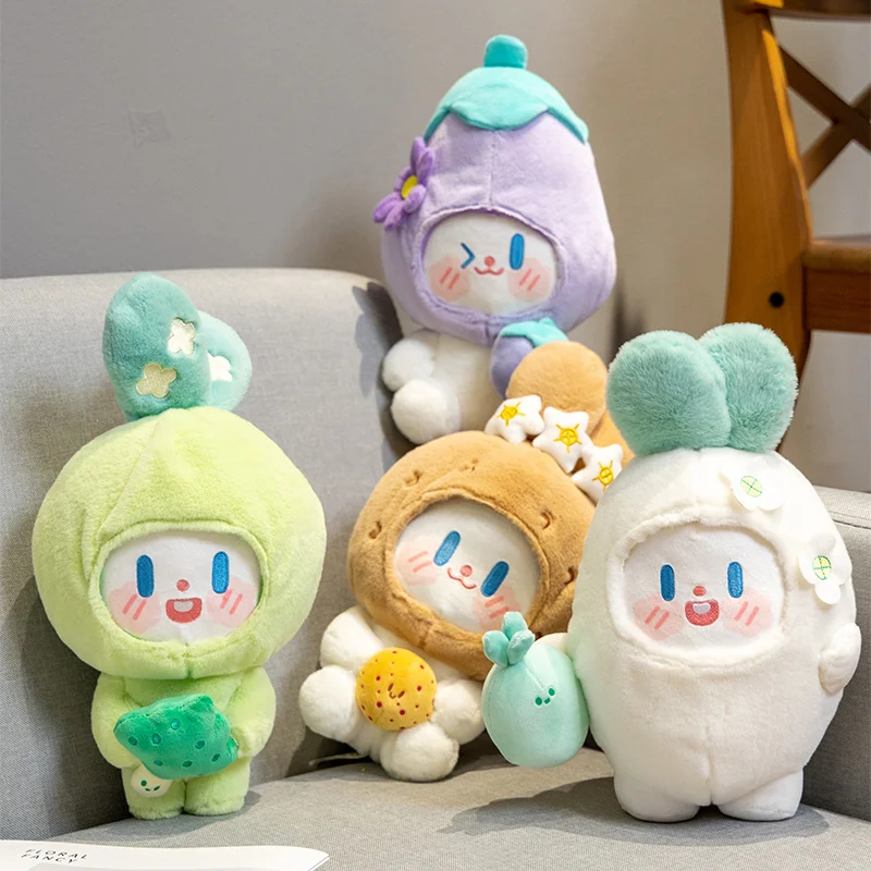 2022 New Arrival 21cm Vegetable Rabbit Plush Potato Eggplant Doll Soft Cute Stuffed Animals Litter Elf Bunny Toy