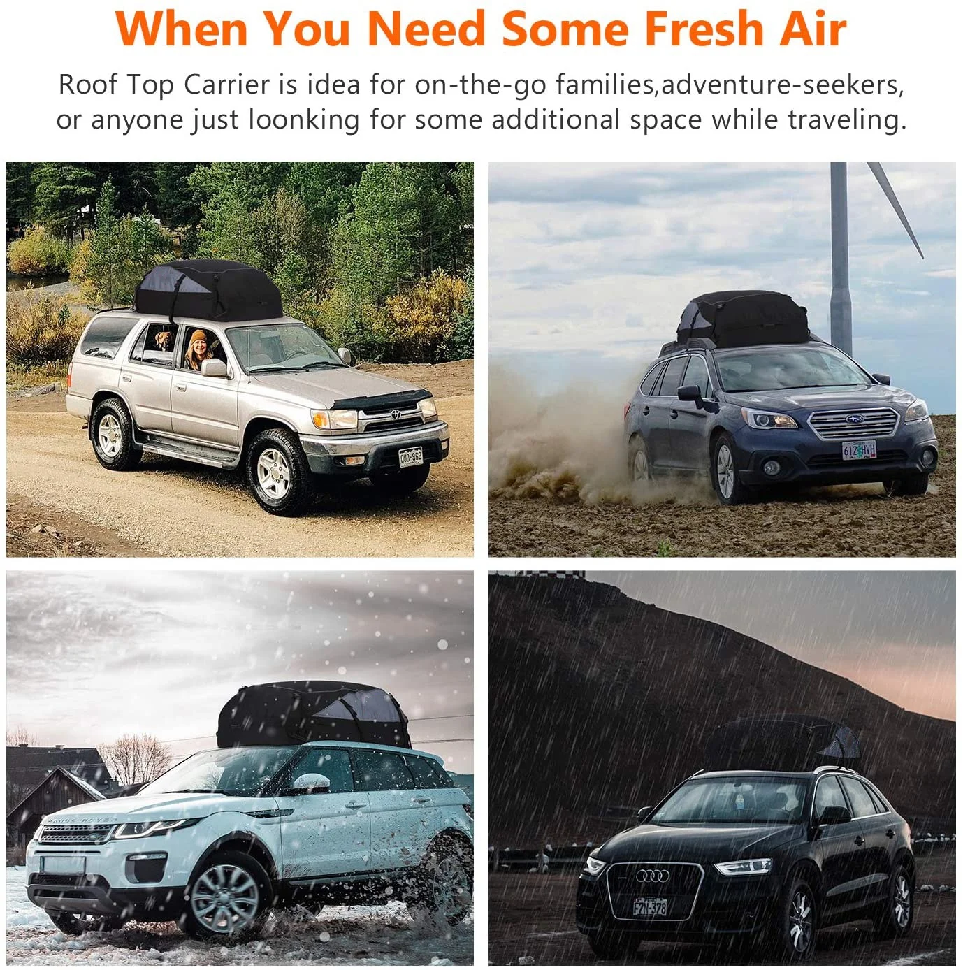 21 cubic feet waterproof rooftop luggage bag vehicle softshell carriers anti-tear 1000d pvc cargo carrier car roof bag