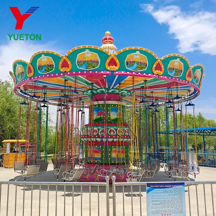 Large Outdoor Amusement Theme Park Fairground Attraction Equipment Manege 24 32 Seats Swing Carousel Flying Chair Rides For Sale