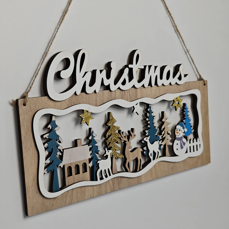 Maple Crafted 3D DIY Wooden Christmas Decorations Painted Stand for Festive Atmosphere Enhancement Wall Signs & Wood Crafts
