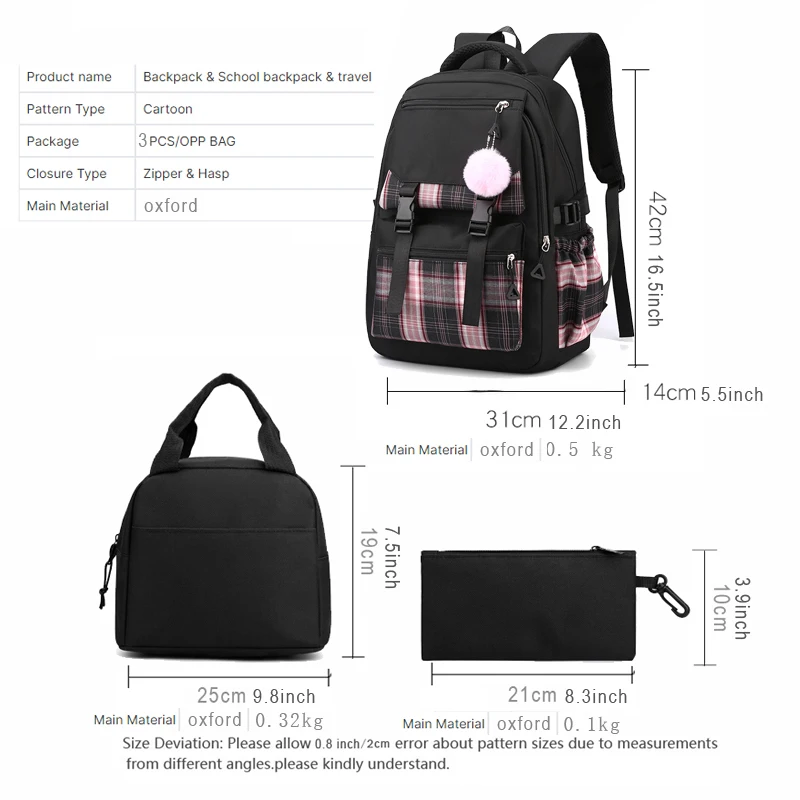 Customized aesthetic backpack and lunchbox set backpack good quality set
