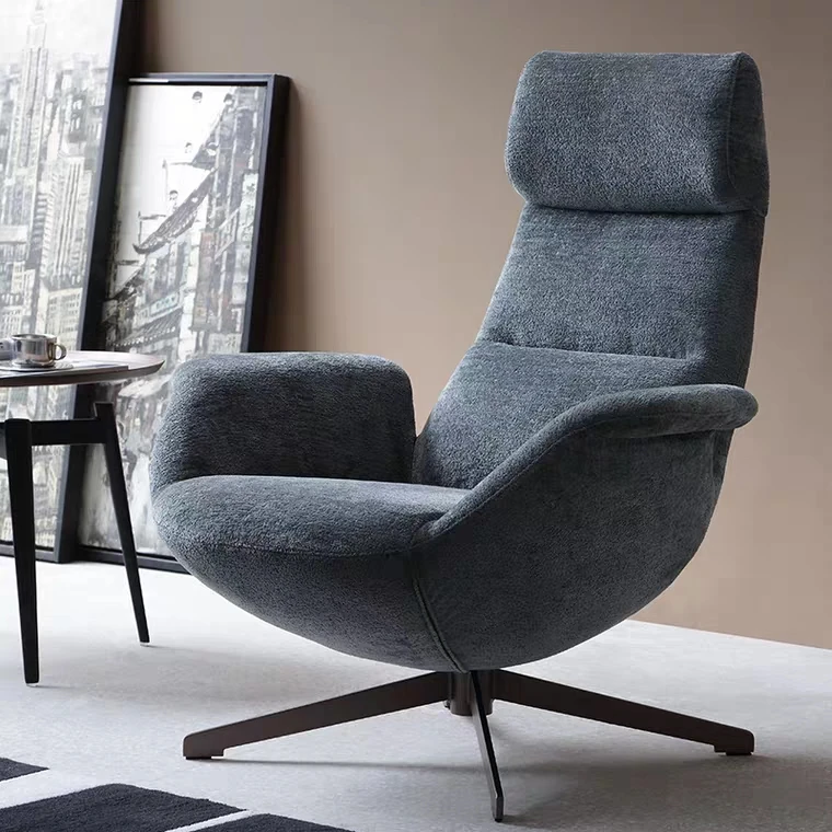
Italy New Design Living Room Grey Velvet High Back Chair Luxury Comfortable Fabric Leisure Chair Modern Quality Recliner Chair 