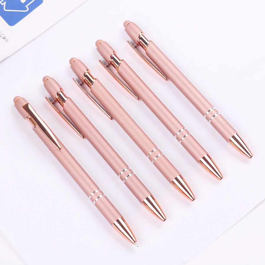 Wholesale custom Ball Point Pen Rubber Rose Gold Ballpoint pen Advertising Personalized Metal Best Writing Promotion Gift gold