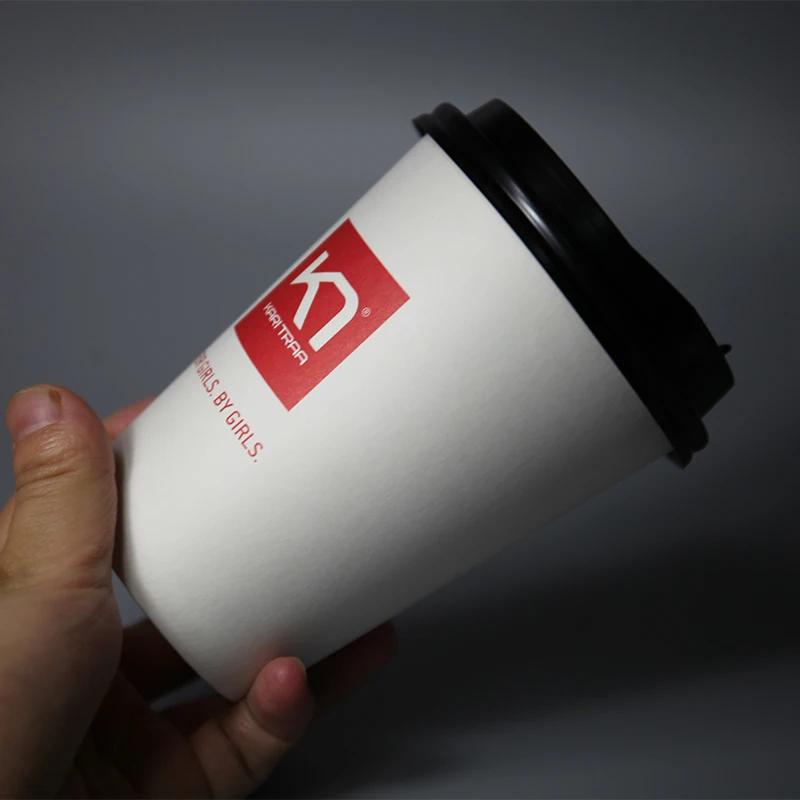 Disposable Double Wall Custom Logo Printed Paper Cups Plastic Free 12 oz biodegradable coffee cups paper cup
