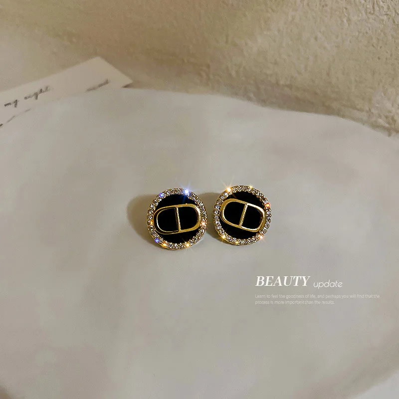 vintage luxury jewelry crystal rhinestone trendy small earrings brand women wholesale