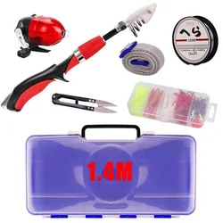 Wholesale 60 pieces children use Telescopic Fishing Rod Combo and Fishing Reel lure accessories Full Kit combo