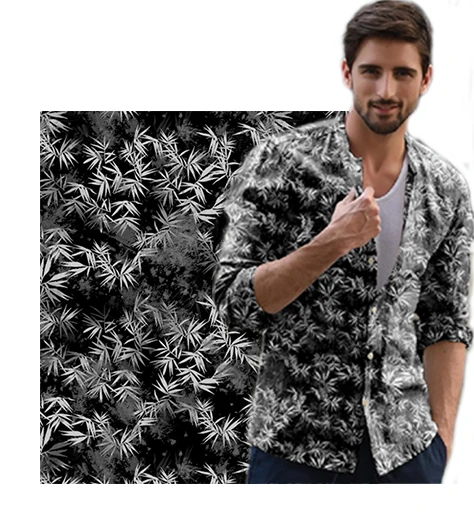 100% organic linen fabric  print fabric for shirt men