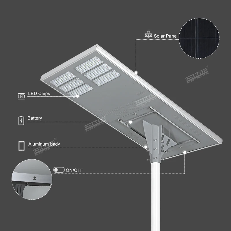 Wholesale Price Road Highway Square Waterproof Ip65 Outdoor 200w Aluminum All In One Integrated Led Solar Power Street Light