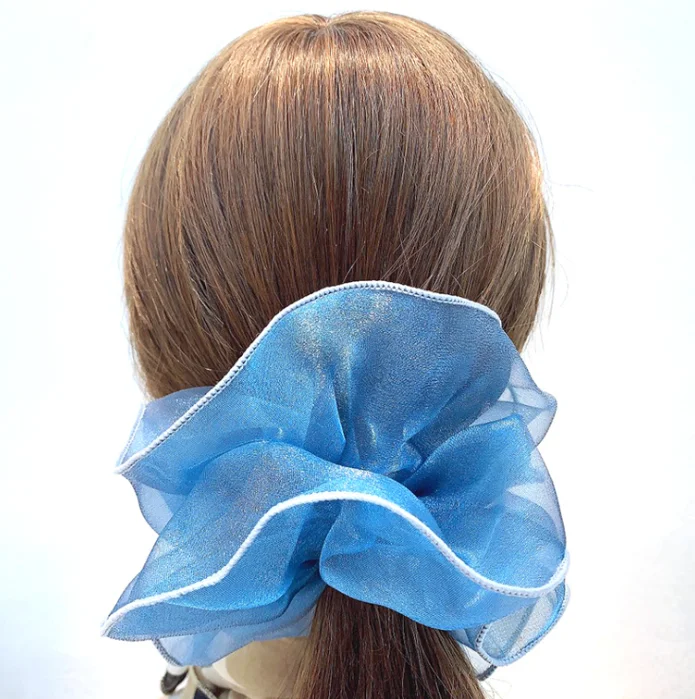 
Модные резинки для волос из органзы большого размера, модные крупные резинки для волос для конского хвоста 