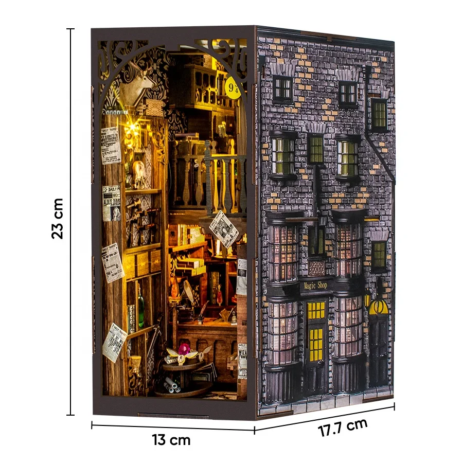 Hot Selling Handicrafts 3D Wooden Puzzle Magic Pharmacist DIY Book Nook For Gift Book Nook Kit