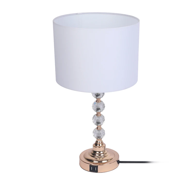Hot sale modern led crystal table lamp with metal base Bedside Lamp  with 2 USB Charging Ports 3 Way Dimmable custom lamp