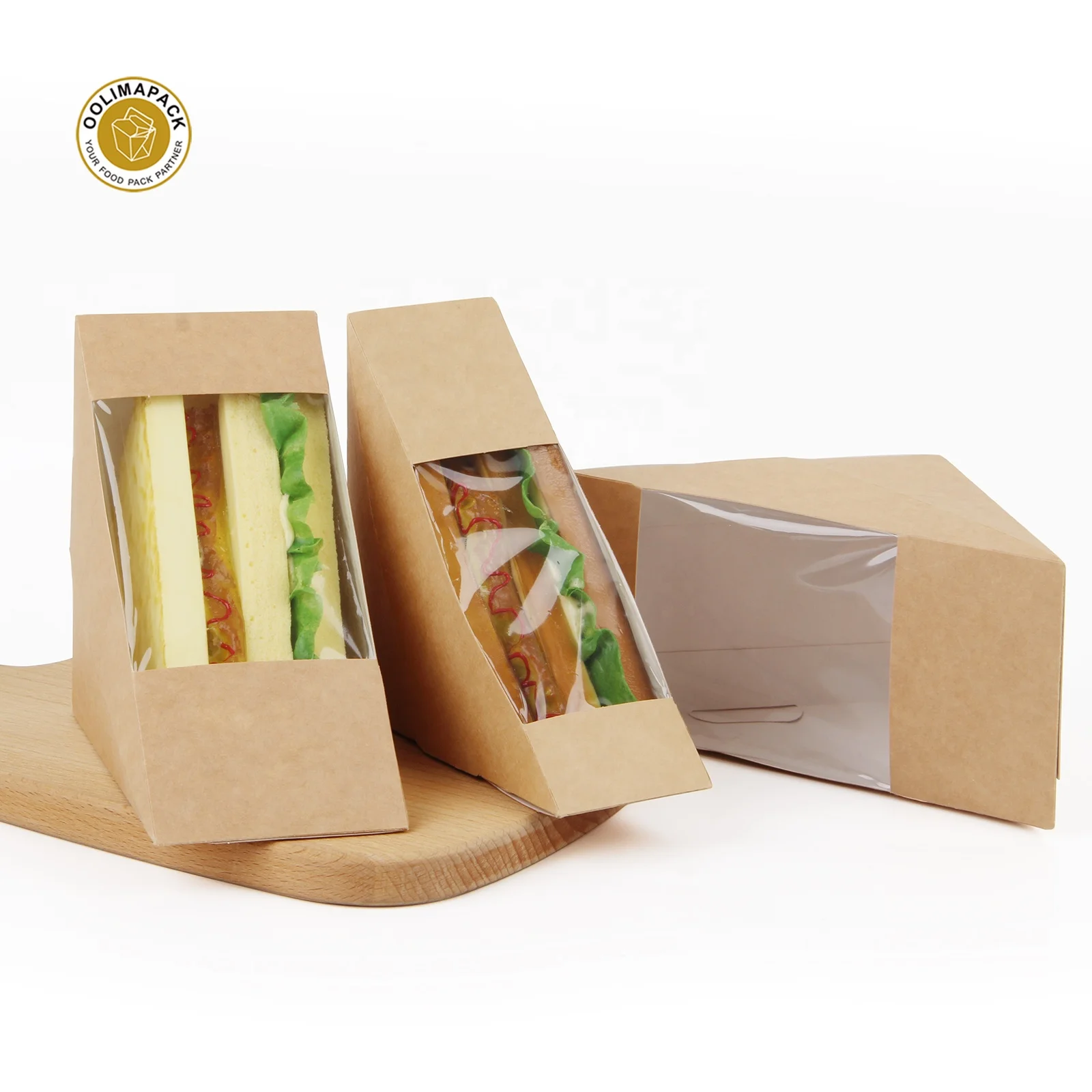 Food Packaging Recycled Paperboard Sandwich Wedge Containers Biodegradable Triangle Paper Food & Beverage Packaging 1-6colors