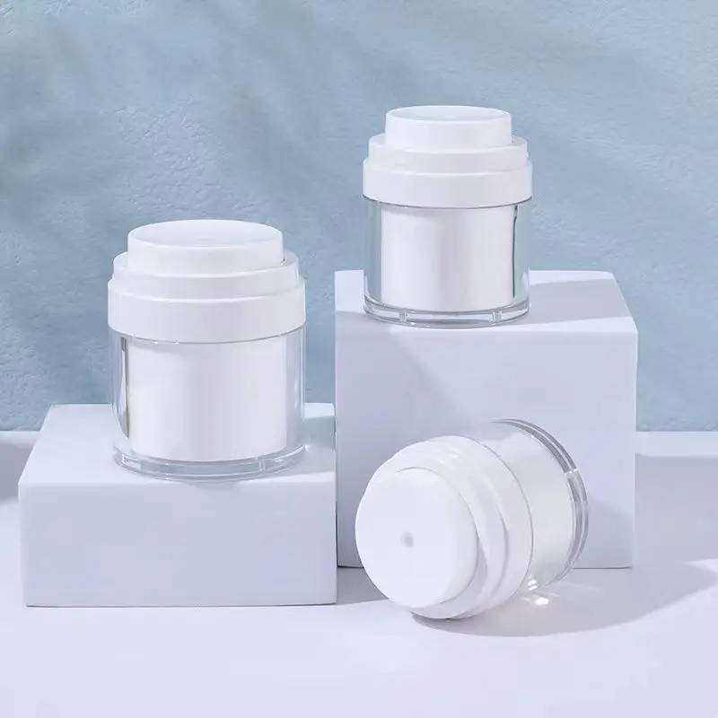 Vacuum Press Pump Dispenser Travel Portable High-End Jar for Creams Moisturizers Foundations Sunscreens Plastic Bottle