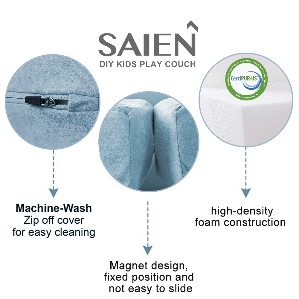 Kids Furniture DIY Sofa Couch Kids Crawling Sliding Mattress Comfort Foam Blocks Magnetic Play Couch Baby/