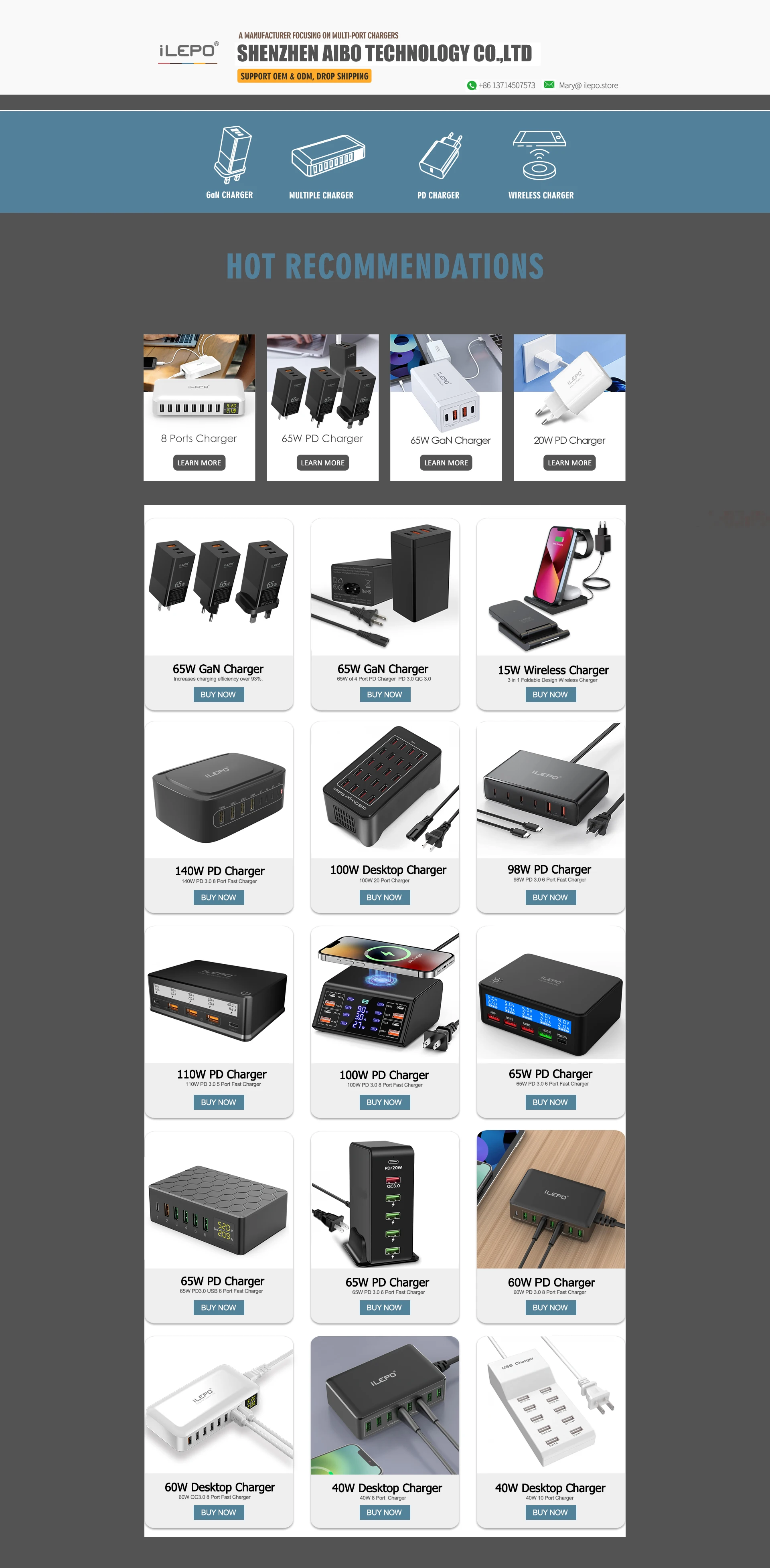 Wholesale 1C+7A Custom Chargers i60 60W Multi Port USB Chargers fast charging desktop charger station for iphone