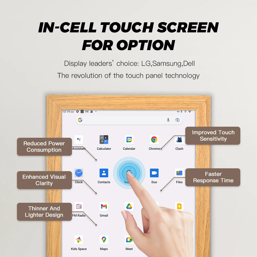 Digital Photo Frame Hd Advertising  Lcd Screen Display Video Art Picture 21.5 inch wood digital signage