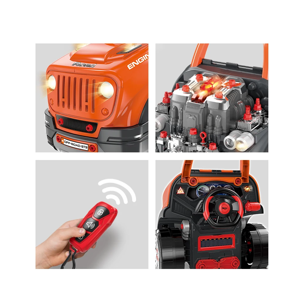 Take Apart Construction Toy I/R Car with Light and Sound Engine Assembly Toy Repair Workshop Assembly Toys for Kids