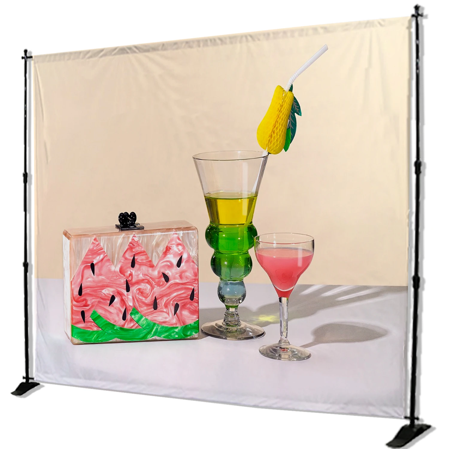 8ft Adjustable Step Backwall and Repeat Backdrop Banner Stand/Large Format Banner Stand