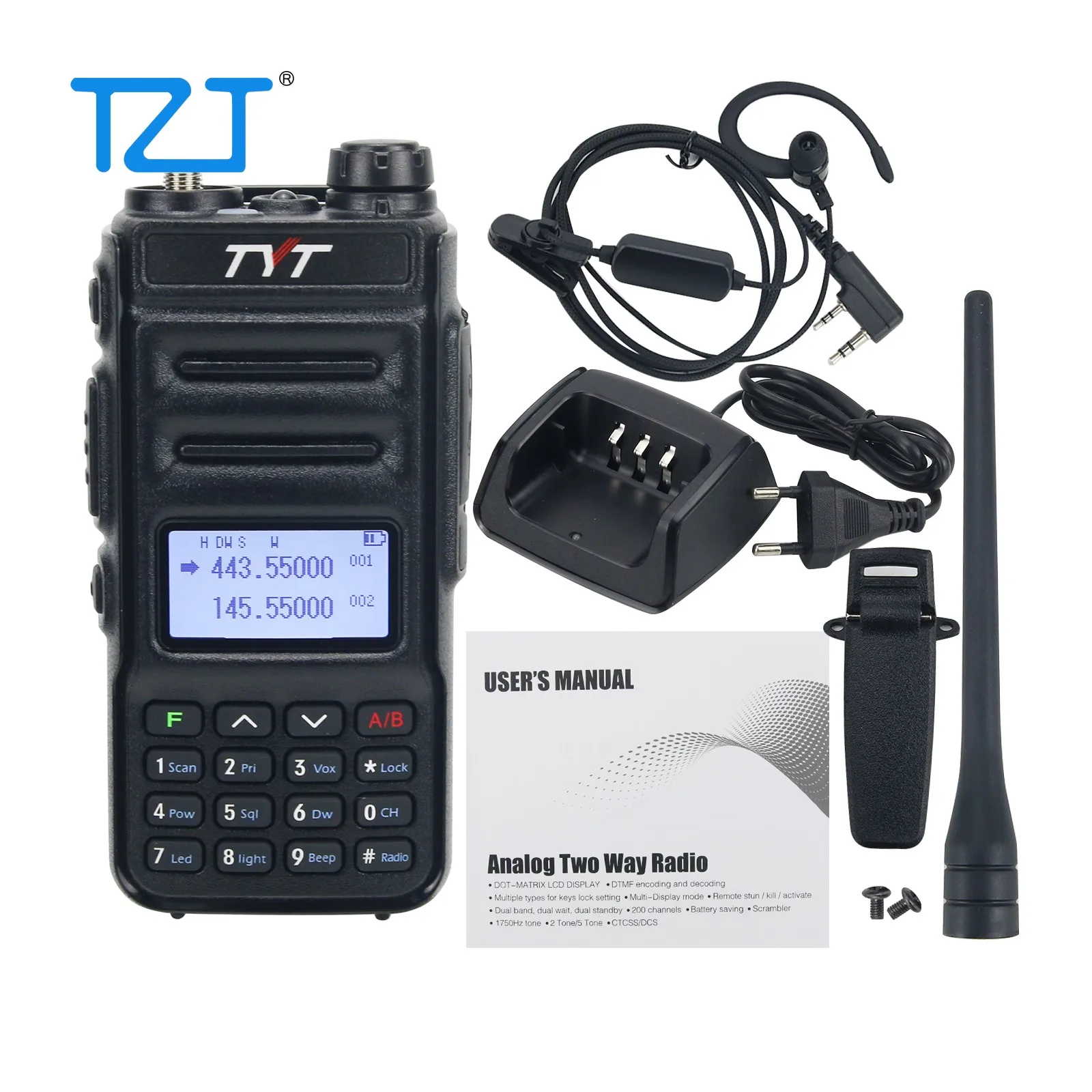 TYT TH UV88 Walkie Talkie VHF UHF Radio 8W VHF UHF Transceiver With Earbud For Road Trips Business